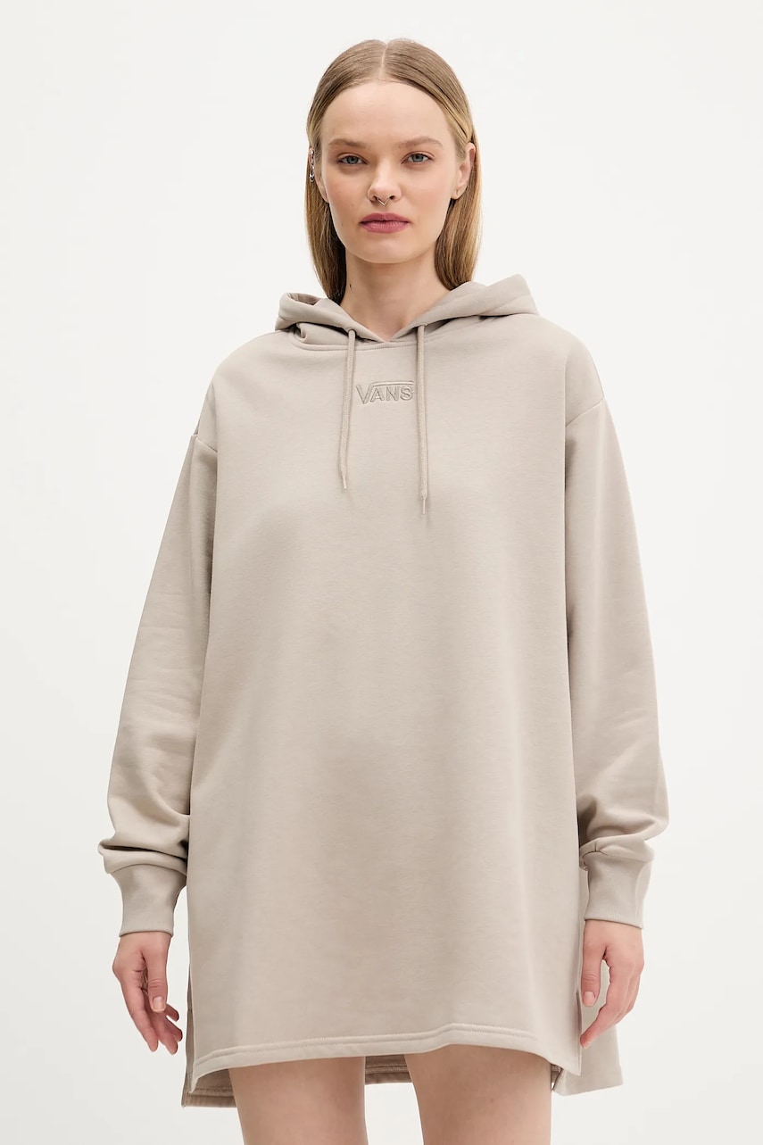 Mikina Vans dámská, béžová barva, s kapucí, hladká, VN000RD27D61