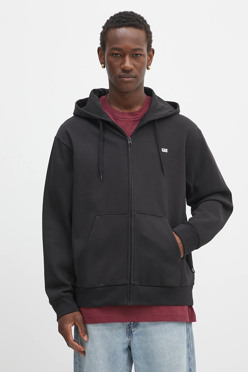 Mikina Vans pánská, černá barva, s kapucí, s potiskem, VN000R9ZBLK1