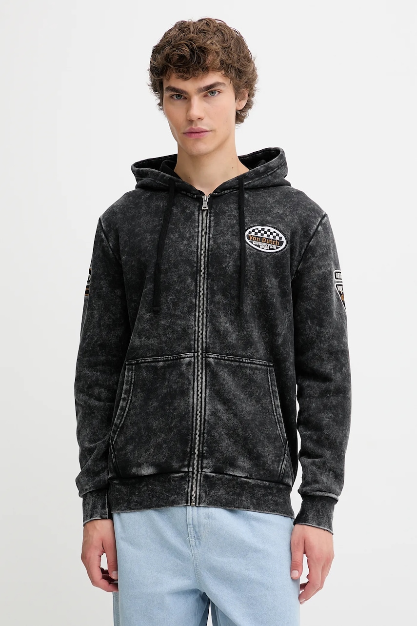 Mikina Von Dutch pánská, černá barva, s kapucí, vzorovaná, VD.1.SWZ.SOUL