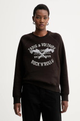 Mikina ZADIG&VOLTAIRE dámská, hnědá barva, s potiskem, JWSS01661