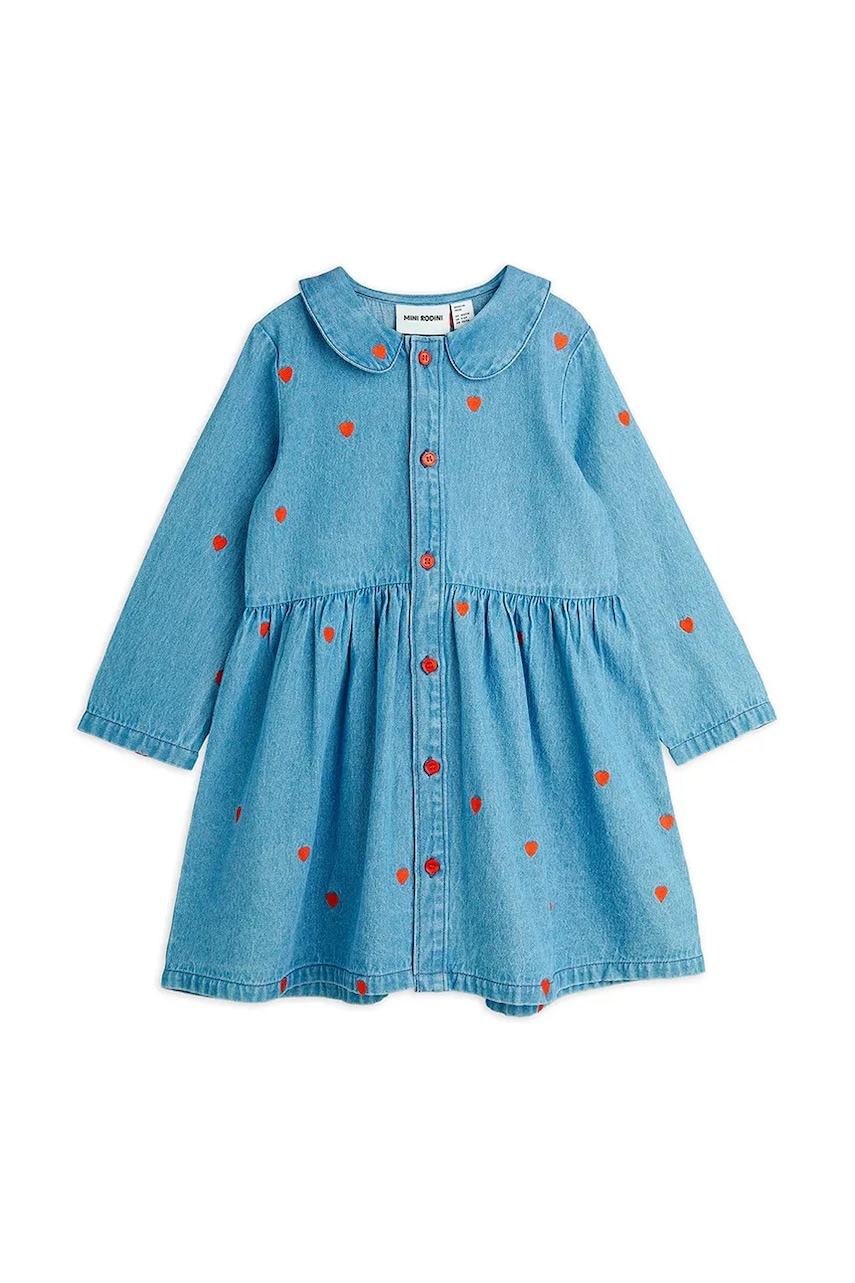 Mini Rodini  babydoll šaty bavlněné Mini hearts