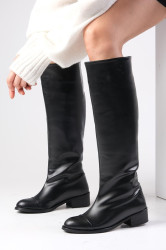 Mio Gusto Parley Black Color No Zipper With Thin, Faux Für Lined Women's Equestrian Boots.