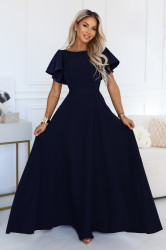MIRELLA elegantní maxi šaty s flitrovými rukávy