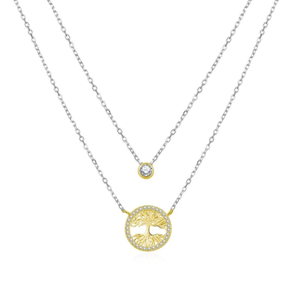 MOISS Bicolor stříbrný dvojitý náhrdelník Strom života N0000366