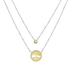 MOISS Bicolor stříbrný dvojitý náhrdelník Strom života N0000366