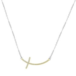 MOISS Jemný bicolor náhrdelník s kubickými zirkony Křízek N0000334