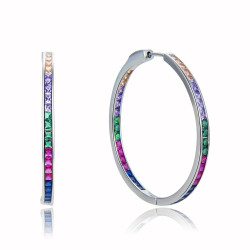 MOISS Krásné stříbrné náušnice kruhy s barevnými zirkony E0001880