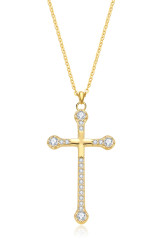 MOISS Nadčasový pozlacený náhrdelník Kříž se zirkony N0001051