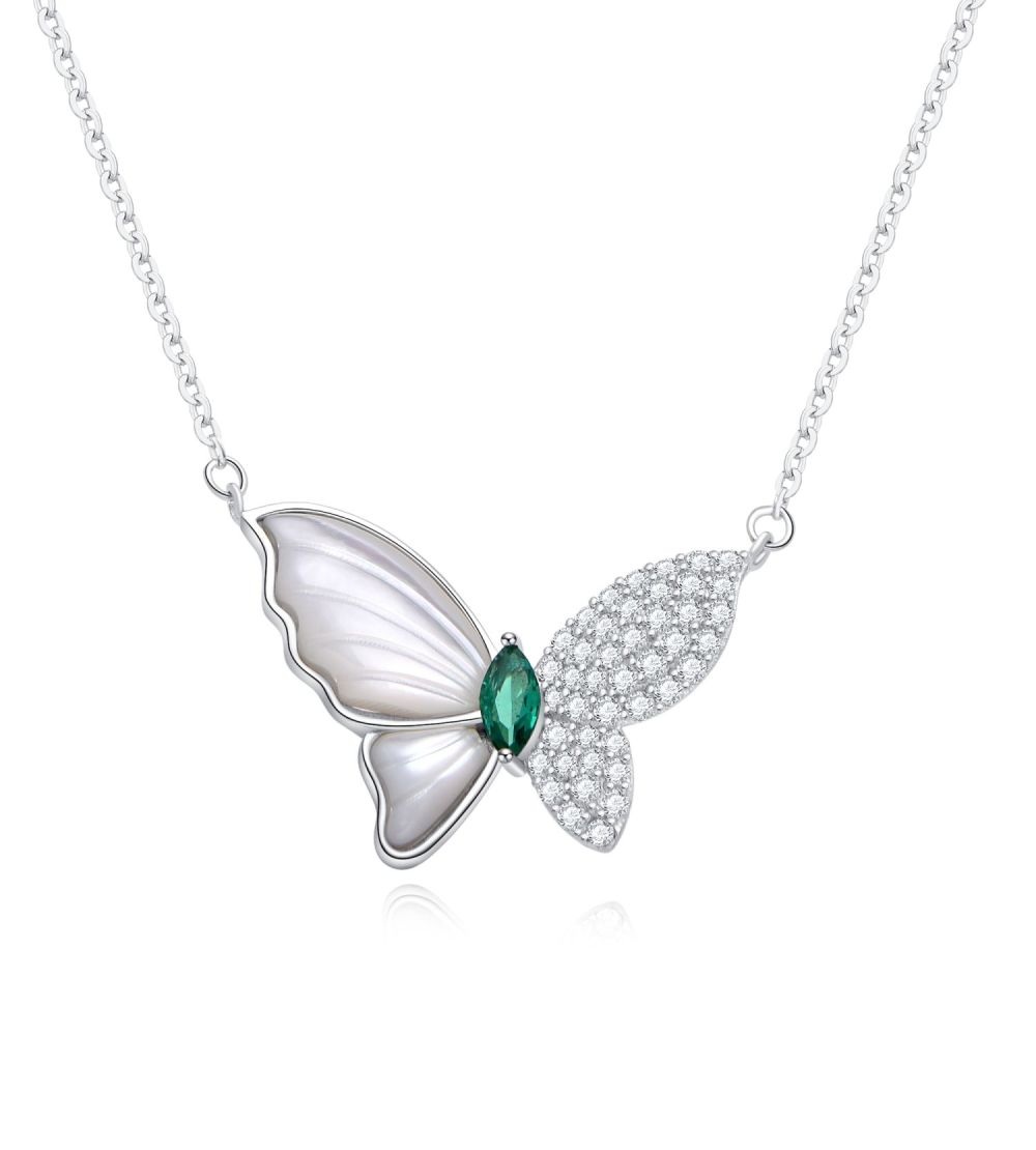 MOISS Překrásný stříbrný náhrdelník Motýl ETERNITY N0000958