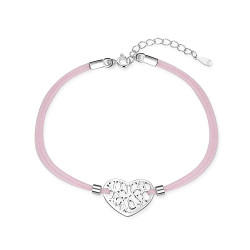 MOISS Romantický růžový textilní náramek Srdce B0000981
