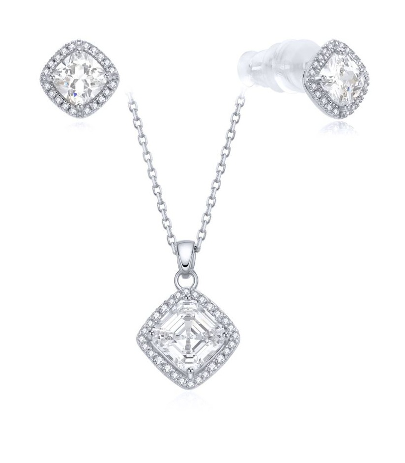 MOISS Stříbrná sada blyštivých šperků S0000689 (náhrdelník, náušnice)