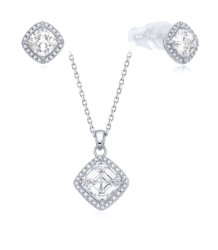 MOISS Stříbrná sada blyštivých šperků S0000689 (náhrdelník, náušnice)