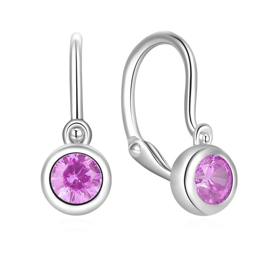 MOISS Stříbrné náušnice s růžovými zirkony E0000617