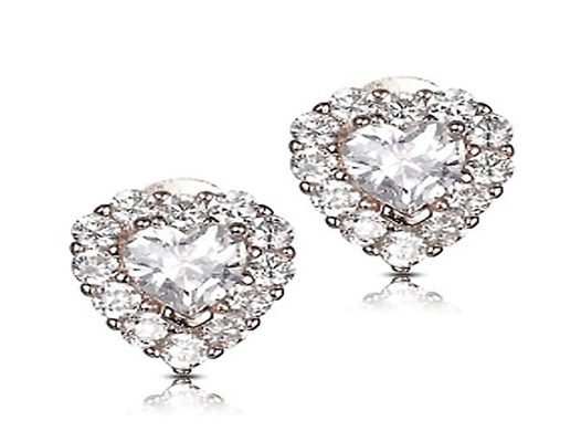 MOISS Stříbrné náušnice Třpytivé srdce E0003202