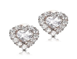 MOISS Stříbrné náušnice Třpytivé srdce E0003202