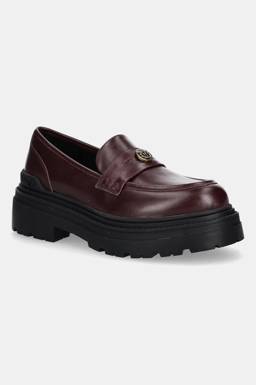 Mokasíny Pinko Mia 24 dámské, vínová barva, na platformě, SD0403P001P61