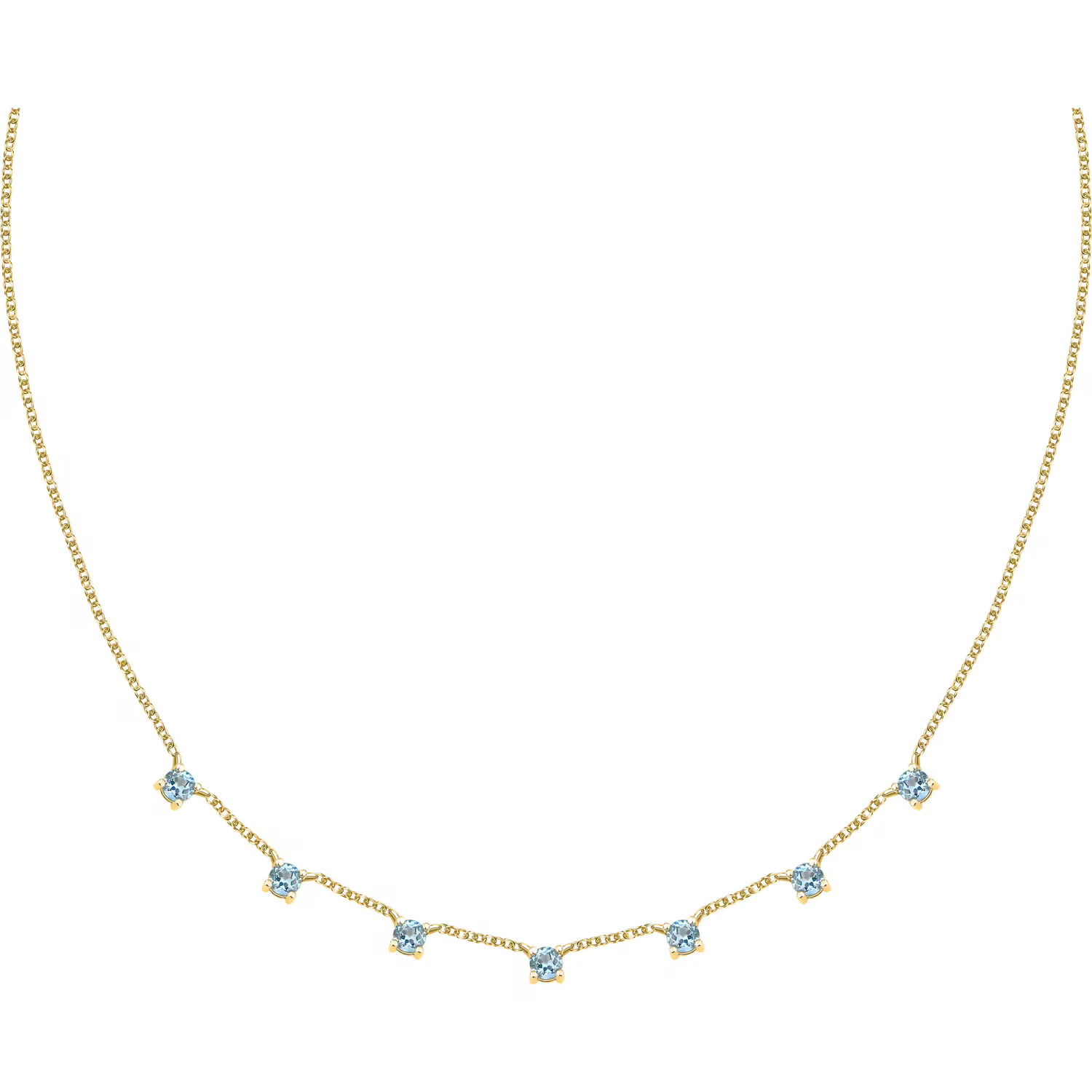 Morellato Pozlacený náhrdelník s modrými kubickými zirkony Tesori SAIW303