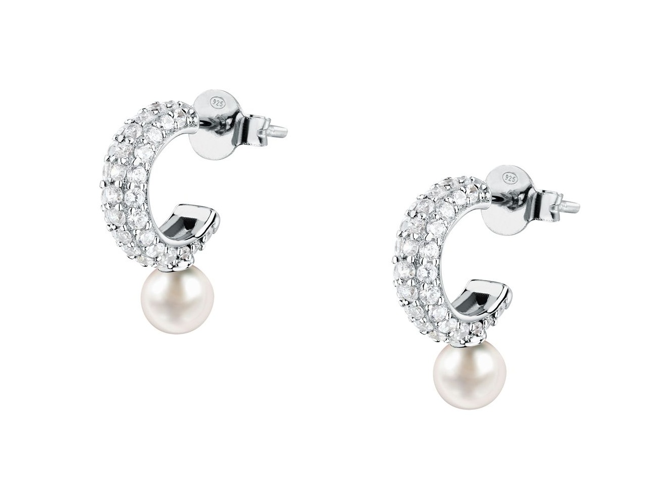 Morellato Stříbrné náušnice s pravou perlou a zirkony Perla SXU52