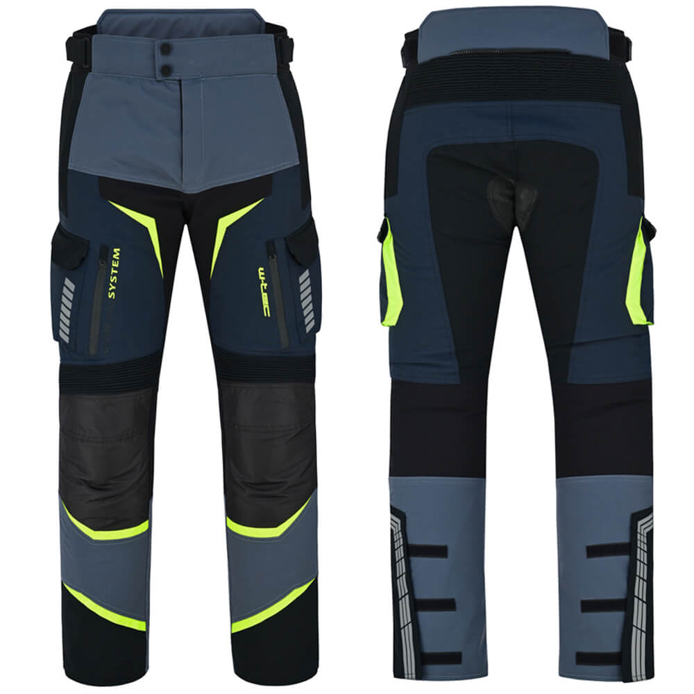Moto kalhoty W-TEC Modock černo-modro-fluo žlutá S