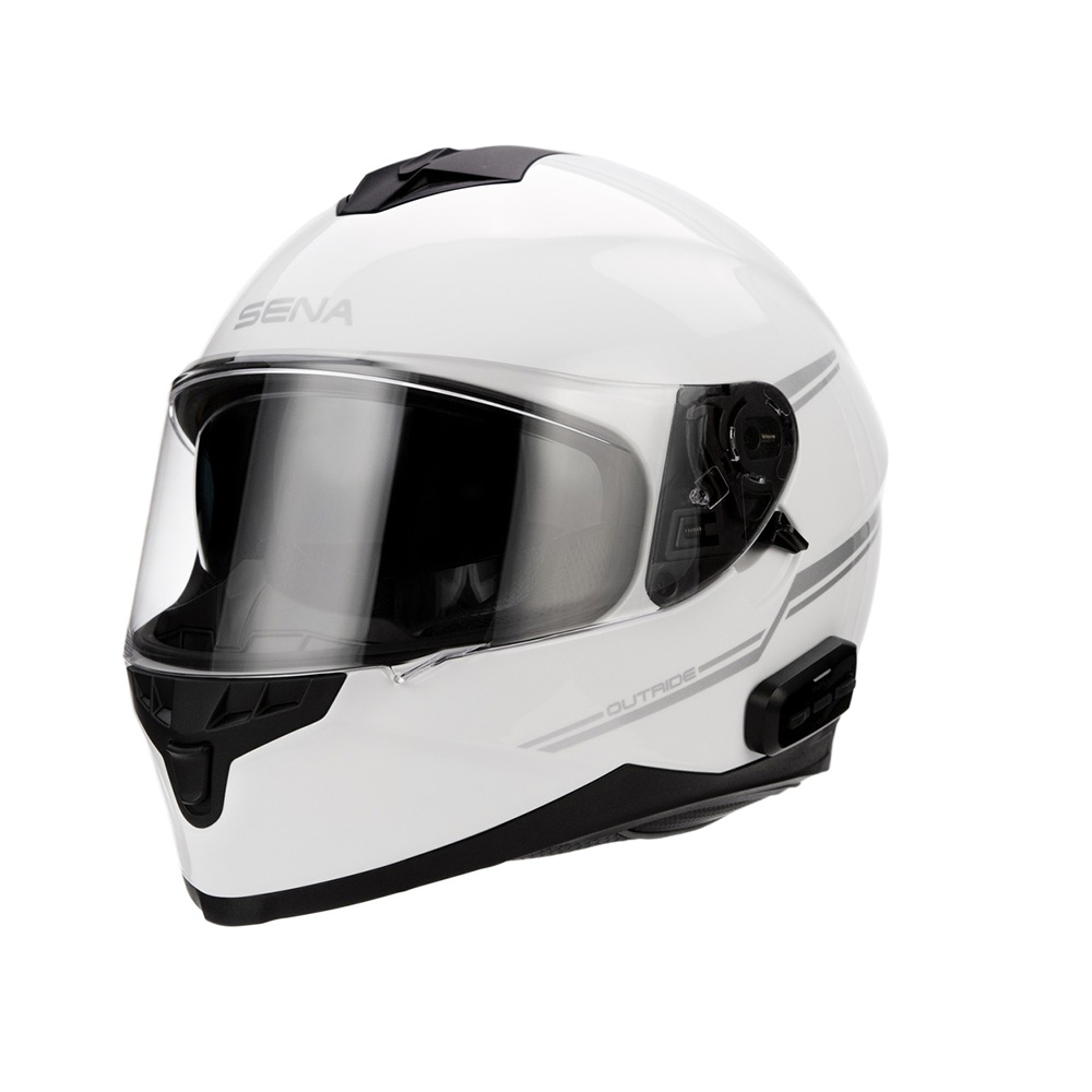 Moto přilba s integrovaným headsetem SENA Outride Shine White lesklá bílá S (55-56)