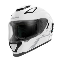 Moto přilba SENA Stryker s integrovaným Mesh headsetem Shine White lesklá bílá L (59-60)