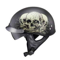 Moto přilba W-TEC Black Heart Rednut Skulls/Matt Black XS (53-54)