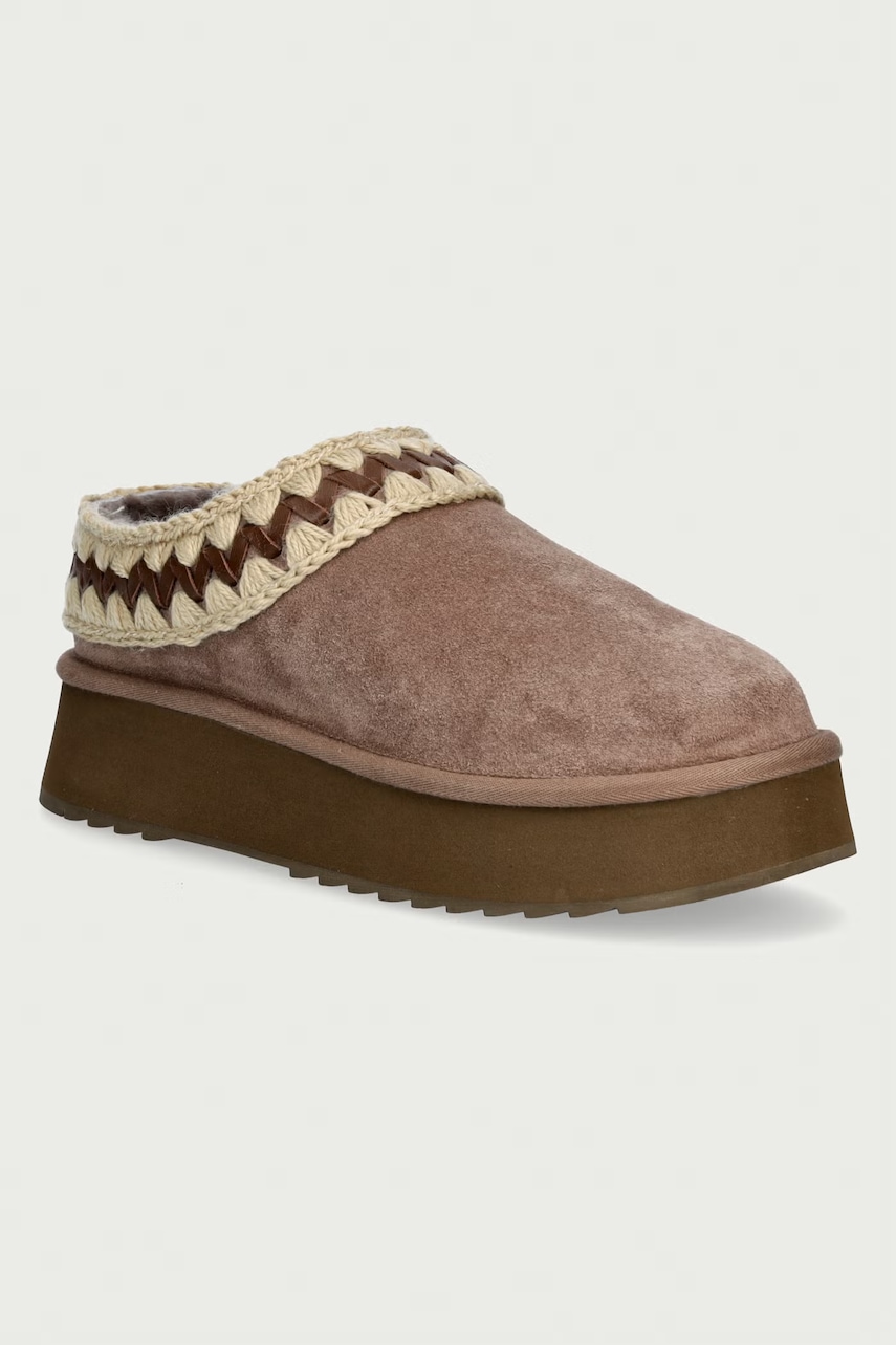 Mou  pantofle dámské semišové Platform Clog Suede Leather St