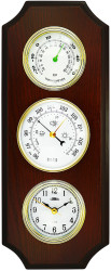 MPM Quality Nástěnné dřevěné hodiny s barometrem a teploměrem E06P.3976.52