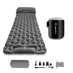 Nafukovací karimatka inSPORTline Soultea s minipumpou 190x60x6 cm šedá karimatka, černá pumpa