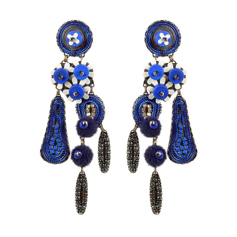 Náušnice Tatami Woman's Earclips Blossom E-Wo004M tmavě modré