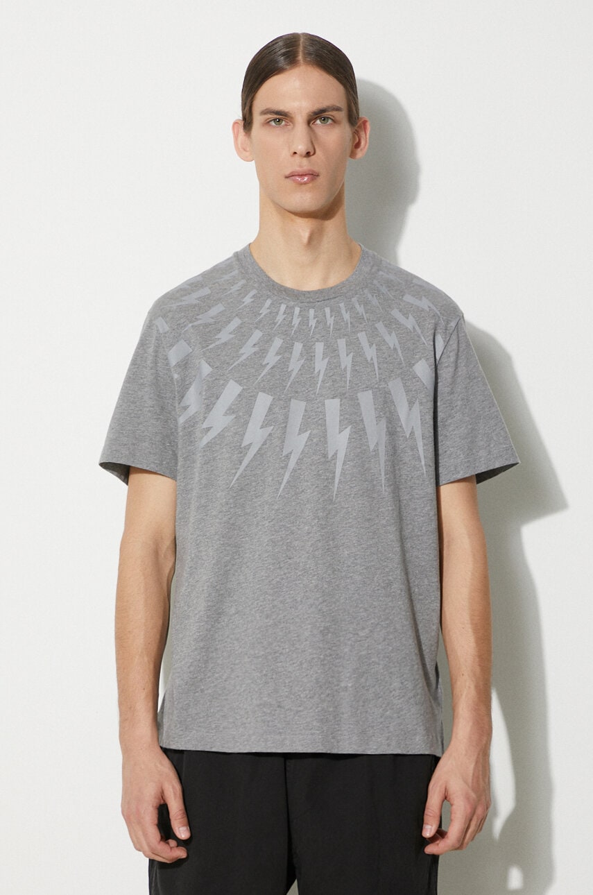 Neil Barrett  Bavlněné tričko  Fairisle Thunderbolt Slim