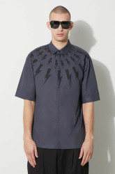 Neil Barrett  Košile  LOOSE ROLLED UP FAIR-ISLE THUNDERBOLT