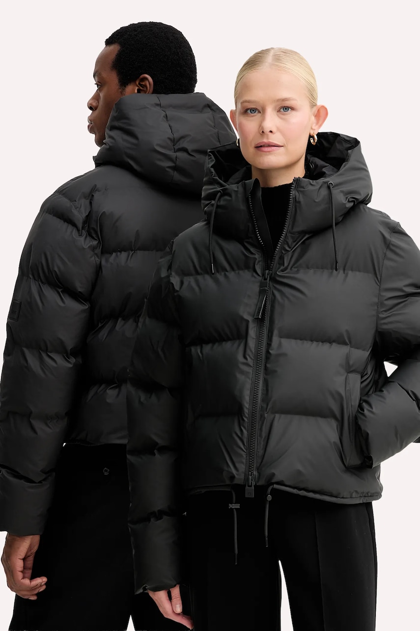 Nepromokavá bunda Rains Alta Short Puffer Jacket W3T3 černá barva, zimní, 15150.01