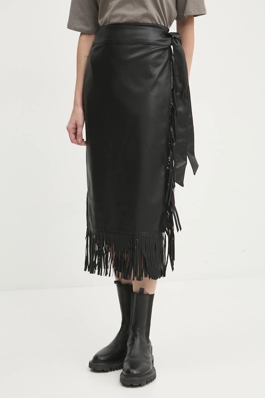 Never Fully Dressed  Kožená sukně  Vegan Leather Fringe Jaspre