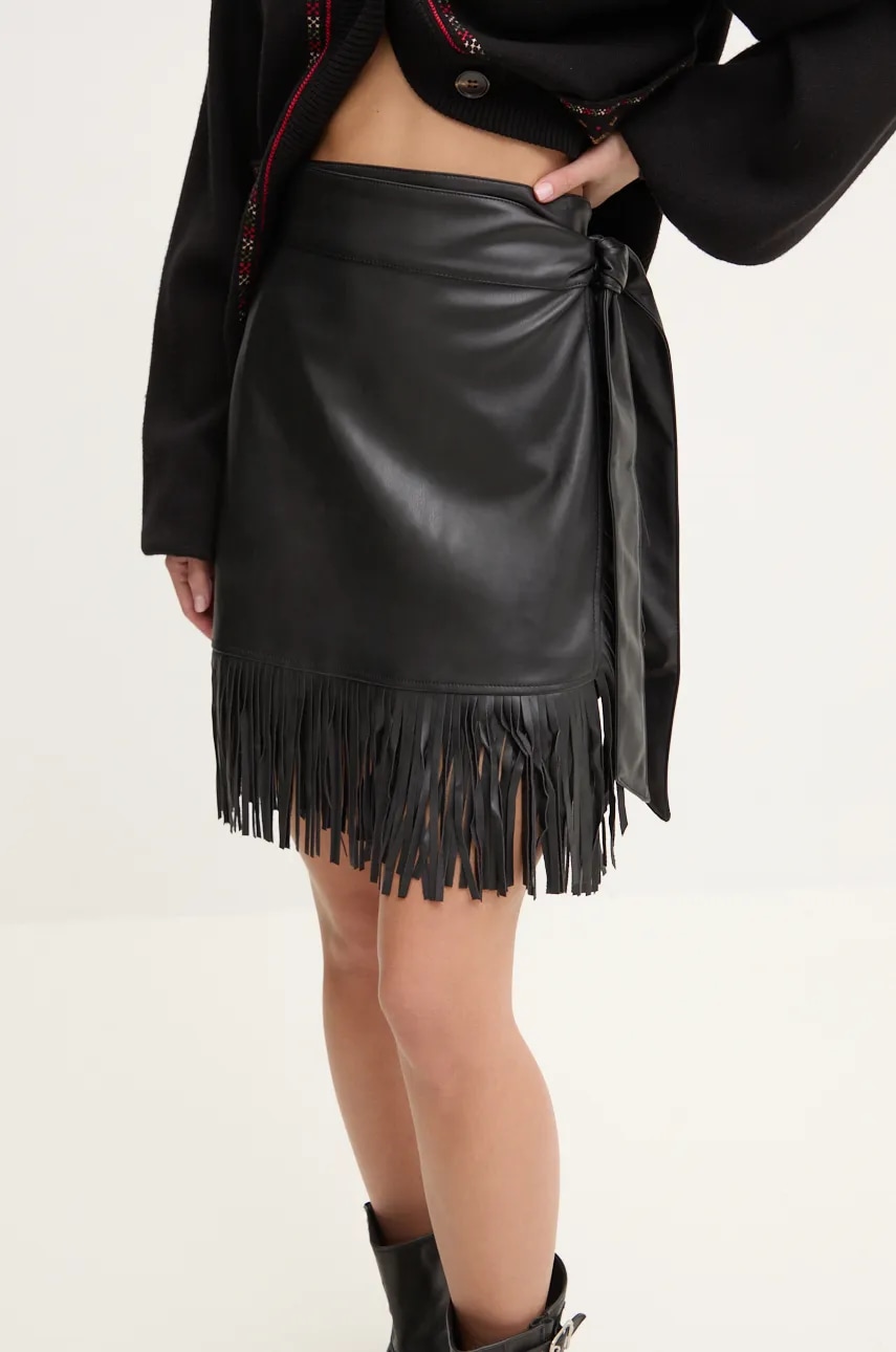Never Fully Dressed  Sukně  Vegan Leather Mini Fringe Jaspre
