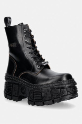 New Rock  farmářky na platformě dámské kožené ANTIK NEGRO REVES CUERO