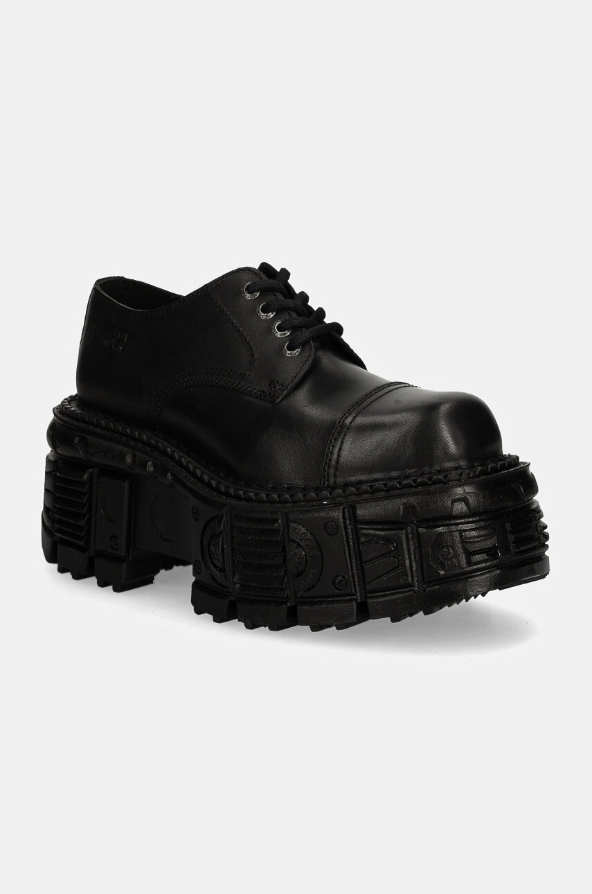 New Rock  Kožené polobotky  CRUST NEGRO + TANK NEGRO