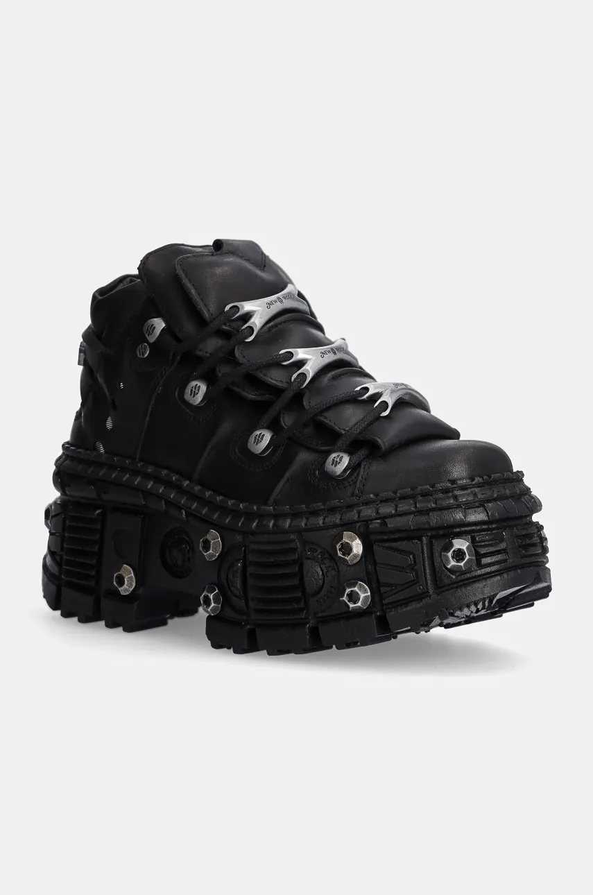 New Rock  Kožené tenisky  Crust Negro + Tank Casco Negro