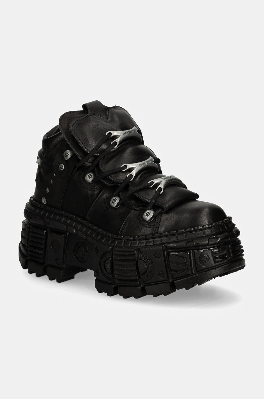 New Rock  Kožené tenisky  CRUST NEGRO + TANK CASCO NEGRO