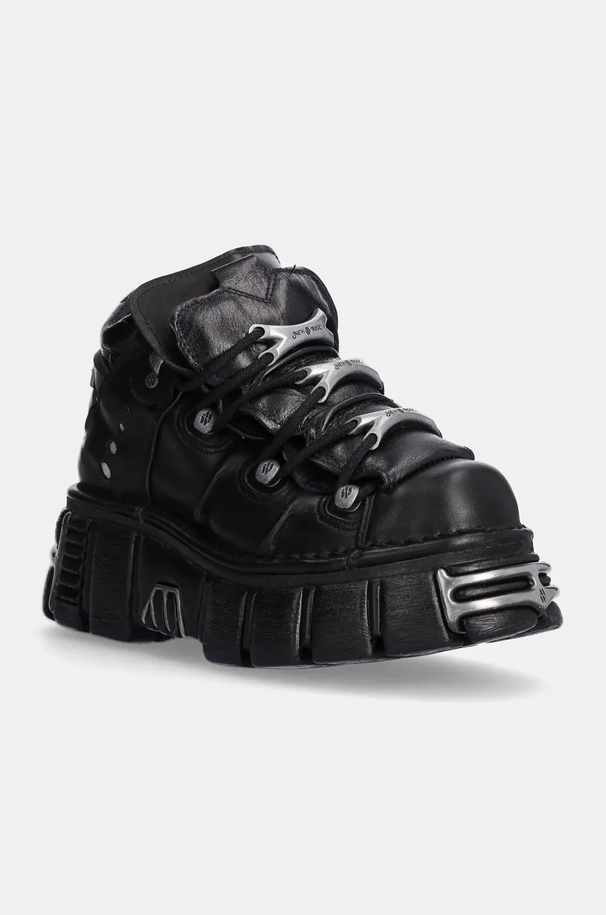 New Rock  Kožené tenisky  Itali Negro + Nomada Negro + Tower Negro Acero