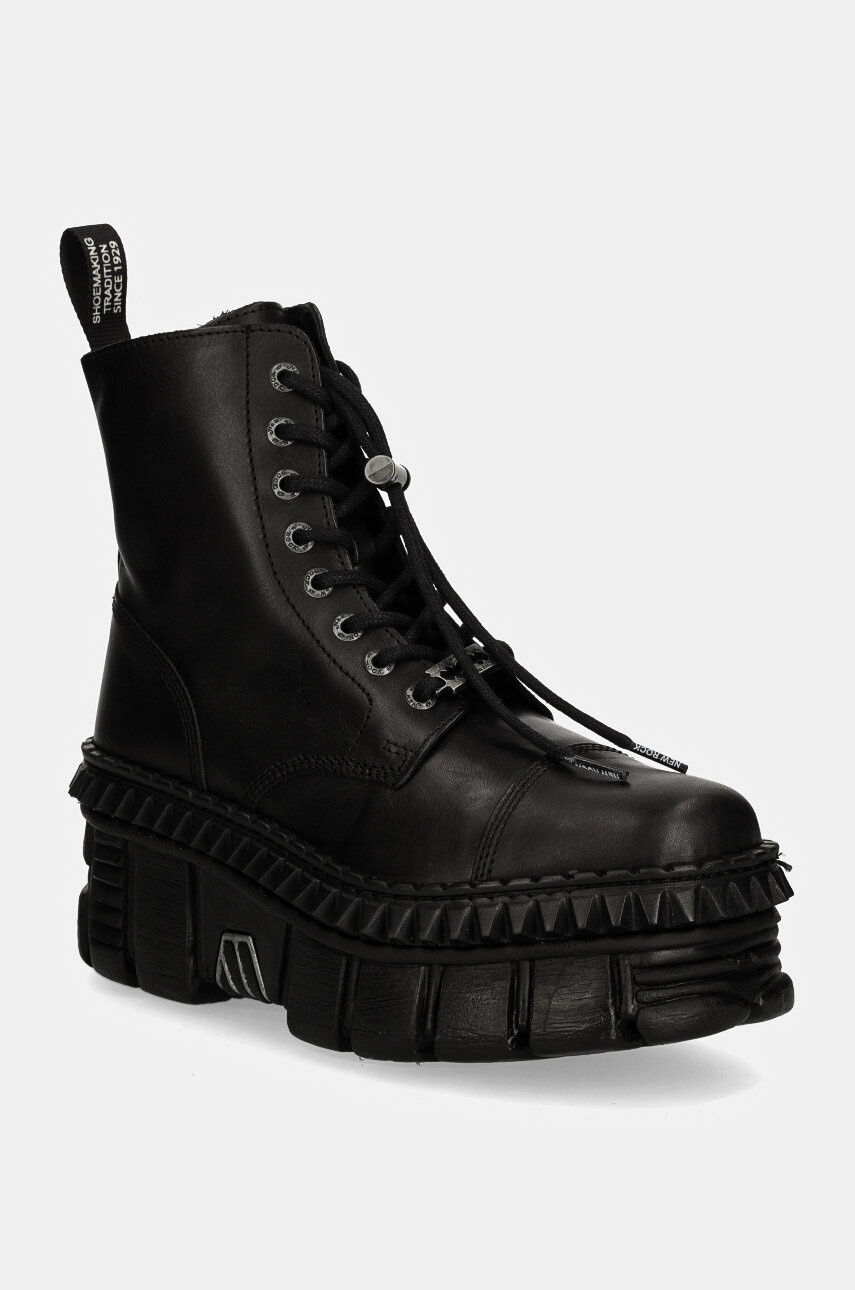 New Rock  Kožené workery  CRUST NEGRO + TOWER CASCO NEGRO