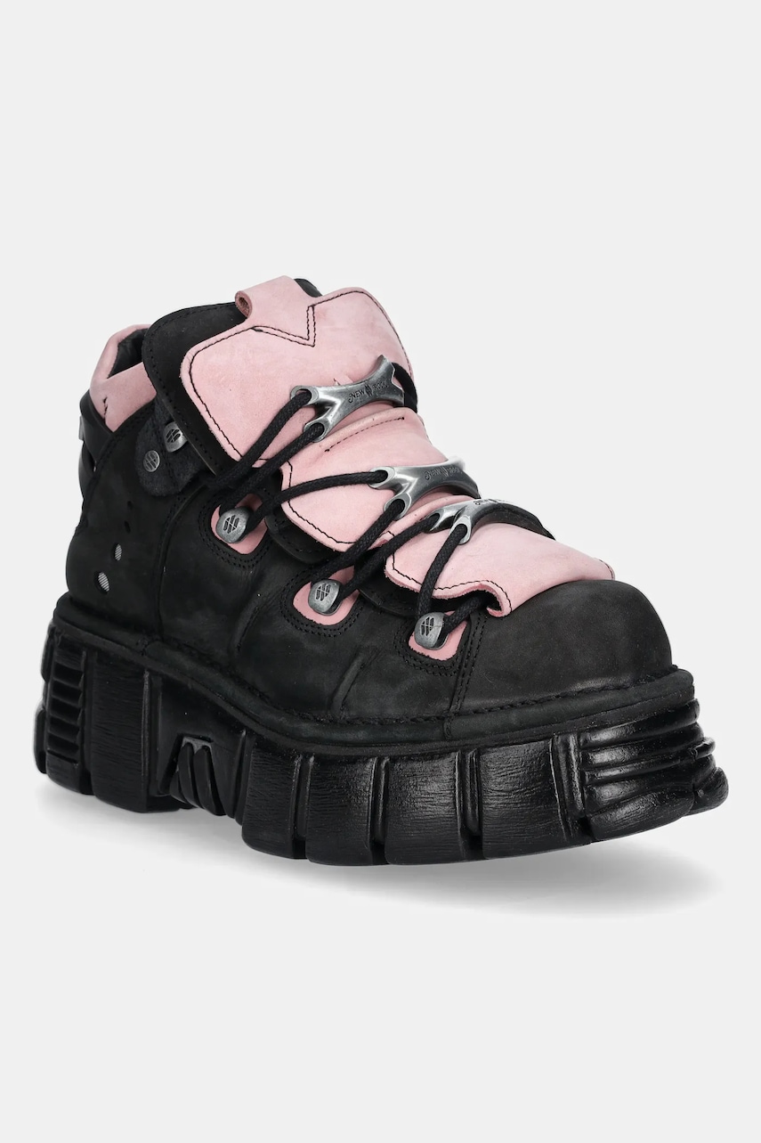 New Rock  Nubukové tenisky  Nobuck Negro + Nobuck Rosa + Tower Negro Lateral