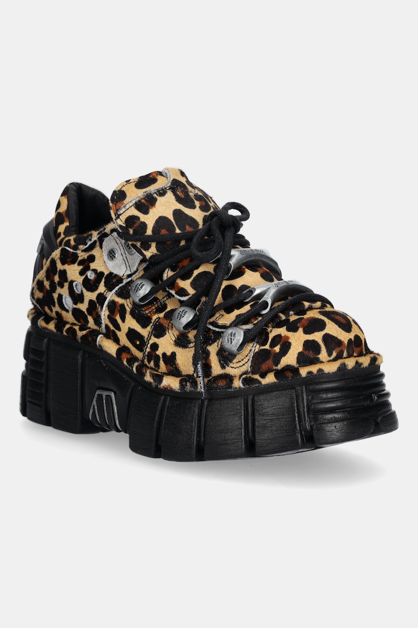 New Rock  Semišové tenisky  Pelo Leopardo Cuero M Tower Negro Lateral