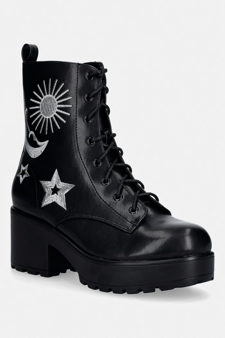 Nízké kozačky Koi Footwear Astro Silver Star Moon Chunky Boots