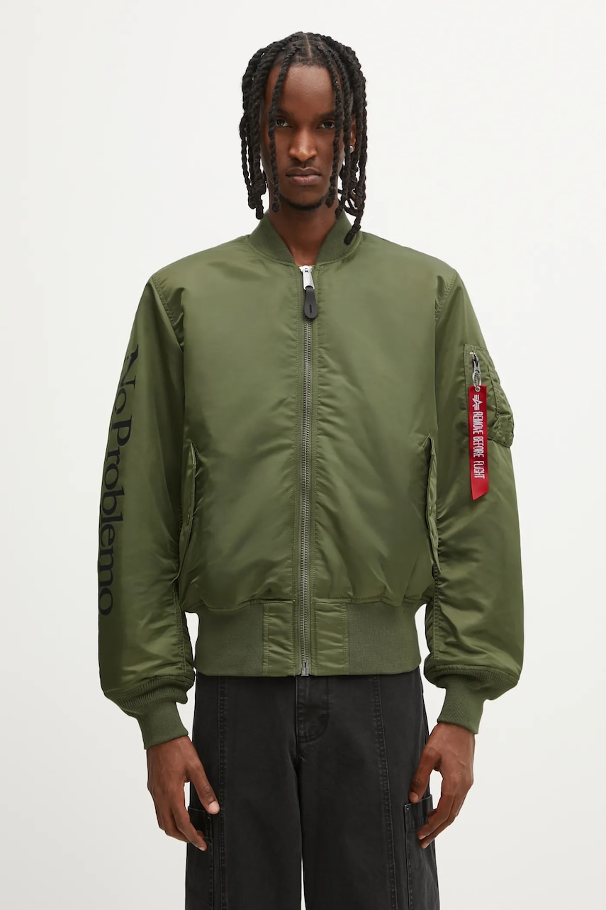 No Problemo  Oboustranná bomber bunda  x Alpha Industries No War MA