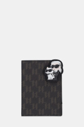 Obal na pas Karl Lagerfeld IKON MONOGRAM hnědá barva, B1W32017