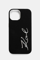 Obal na telefon Karl Lagerfeld iPhone 15 černá barva, KLHCP15SSCMSMVK