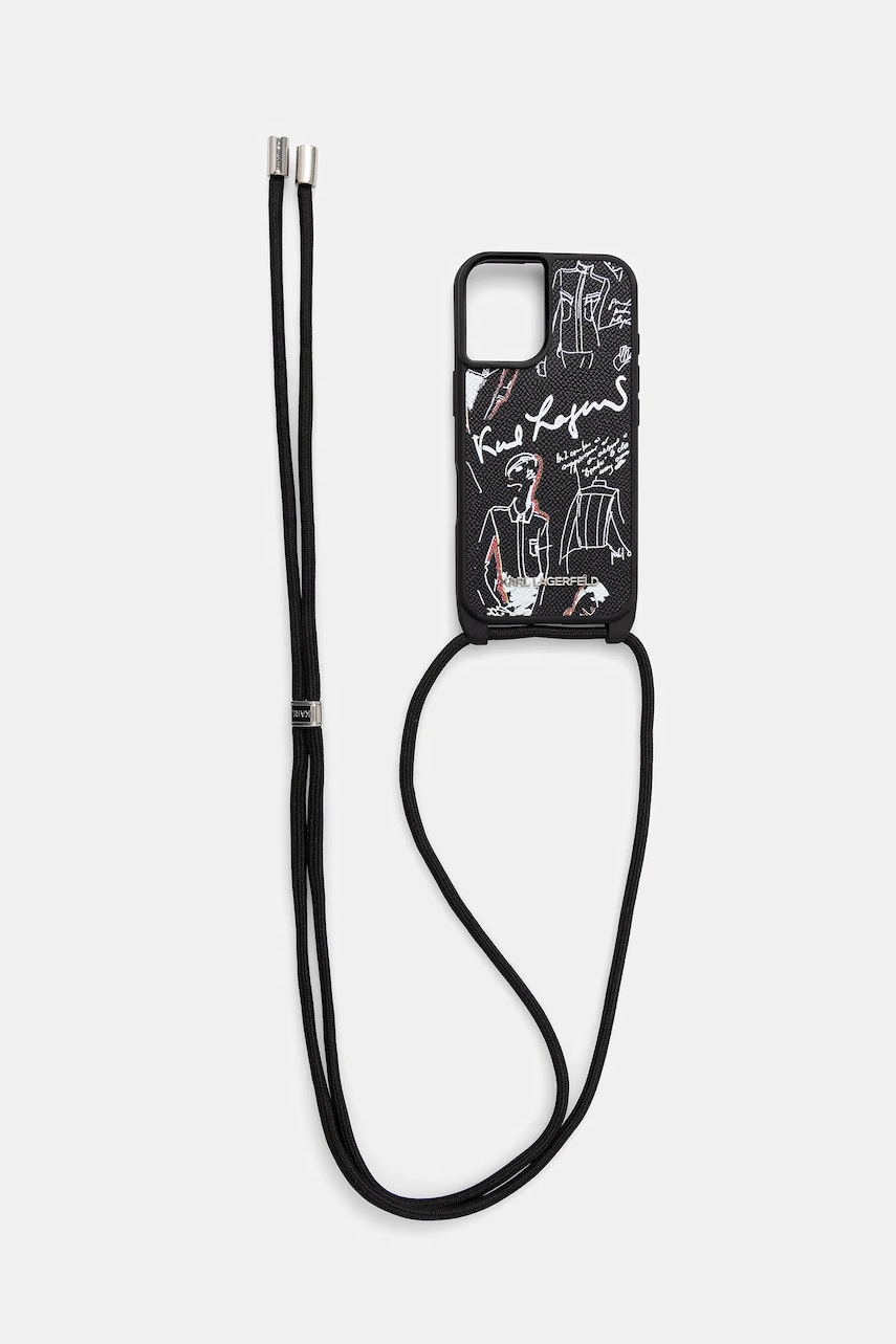 Obal na telefon Karl Lagerfeld iPhone 16 černá barva, KLHCP16SPGGRMPCK