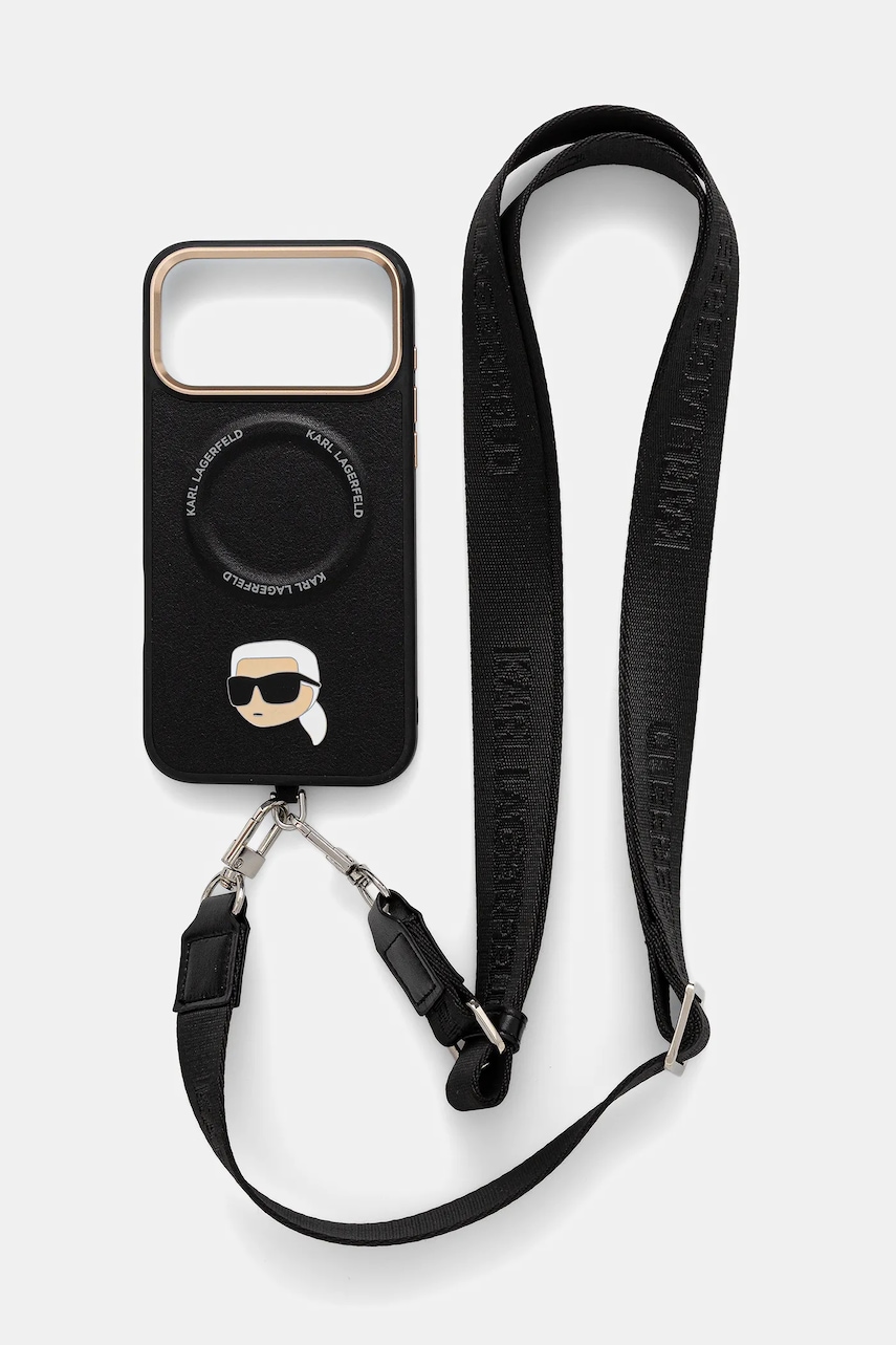 Obal na telefon Karl Lagerfeld iPhone 17 Pro Max černá barva, KLHMP17XPCRLRKLK