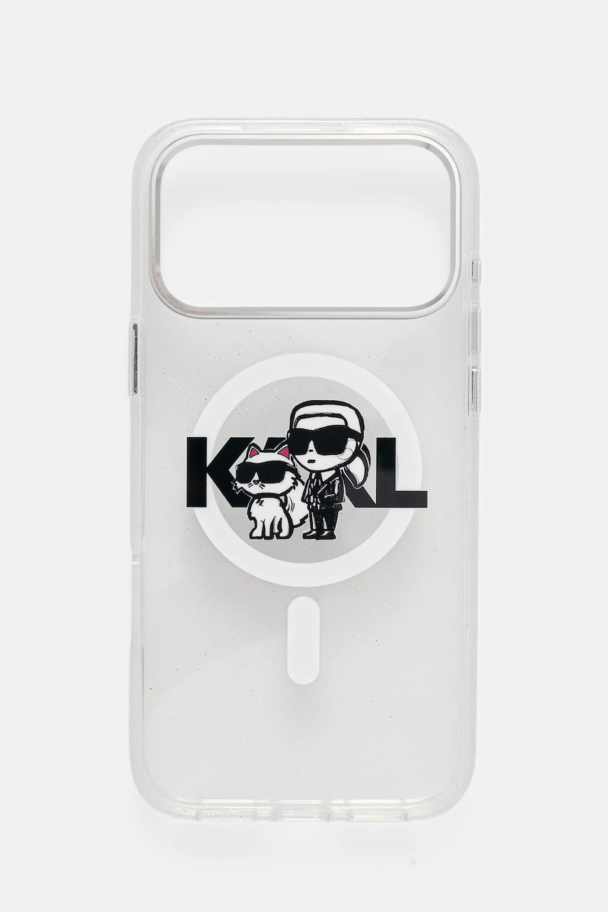 Obal na telefon Karl Lagerfeld iPhone 17 Pro Max stříbrná barva, KLHMP17XHGKCGKBT